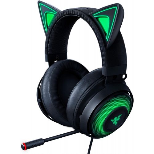 레이저 Razer Kraken Kitty RGB USB Gaming Headset: THX 7.1 Spatial Surround Sound - Chroma RGB Lighting - Retractable Active Noise Cancelling Mic - Lightweight Aluminum Frame - For PC - Cl