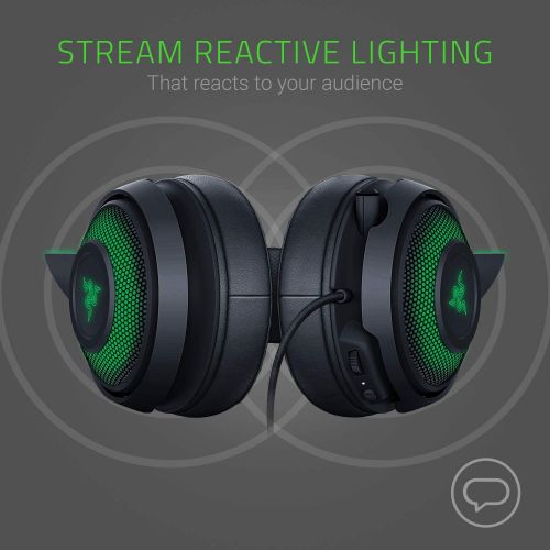 레이저 Razer Kraken Kitty RGB USB Gaming Headset: THX 7.1 Spatial Surround Sound - Chroma RGB Lighting - Retractable Active Noise Cancelling Mic - Lightweight Aluminum Frame - For PC - Cl