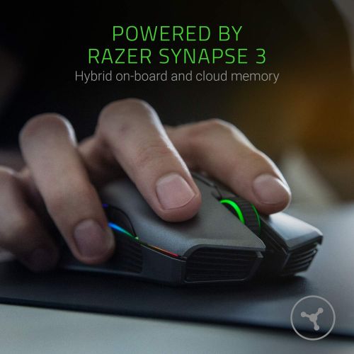 레이저 Razer Lancehead Wireless Gaming Mouse: 16K DPI Optical Sensor - Chroma RGB Lighting - 9 Programmable Buttons - Mechanical Switches - 50Hr Battery - Classic Black (RZ01-02570100-R3U