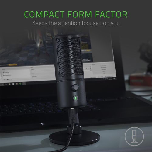 레이저 Razer Seiren X USB Streaming Microphone: Professional Grade - Built-In Shock Mount - Supercardiod Pick-Up Pattern - Anodized Aluminum - Classic Black