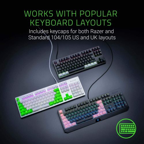 레이저 Razer Doubleshot PBT Keycap Upgrade Set for Mechanical & Optical Keyboards: Compatible with Standard 104/105 US and UK layouts - Razer Green