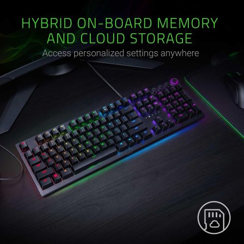 레이저 Razer Huntsman Elite Gaming Keyboard: Fastest Keyboard Switches Ever - Clicky Optical Switches - Chroma RGB Lighting - Magnetic Plush Wrist Rest - Dedicated Media Keys & Dial - Cla