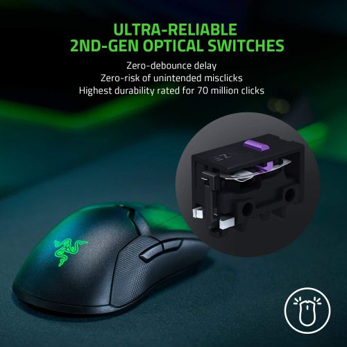 레이저 Razer Viper Ultimate Hyperspeed Lightest Wireless Gaming Mouse & RGB Charging Dock: Fastest Gaming Mouse Switch - 20K DPI Optical Sensor - Chroma Lighting - 8 Programmable Buttons