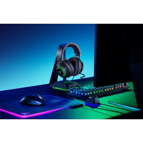 레이저 Razer Kraken Ultimate RGB USB Gaming Headset: THX 7.1 Spatial Surround Sound - Chroma RGB Lighting - Retractable Active Noise Cancelling Mic - Aluminum & Steel Frame - For PC - Cla