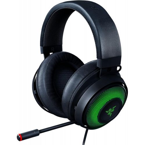 레이저 Razer Kraken Ultimate RGB USB Gaming Headset: THX 7.1 Spatial Surround Sound - Chroma RGB Lighting - Retractable Active Noise Cancelling Mic - Aluminum & Steel Frame - For PC - Cla