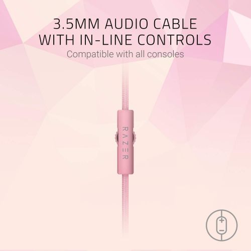 레이저 Razer Kraken Gaming Headset: Lightweight Aluminum Frame - Retractable Noise Isolating Microphone - For PC, PS4, Nintendo Switch - 3.5 mm Headphone Jack - Quartz Pink