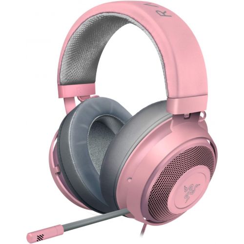 레이저 Razer Kraken Gaming Headset: Lightweight Aluminum Frame - Retractable Noise Isolating Microphone - For PC, PS4, Nintendo Switch - 3.5 mm Headphone Jack - Quartz Pink