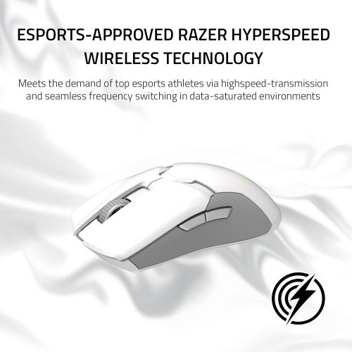 레이저 Razer Viper Ultimate Lightweight Wireless Gaming Mouse & RGB Charging Dock: Hyperspeed Wireless Technology - 20K DPI Optical Sensor - 78g Lightweight - 70 Hr Battery - Mercury Whit
