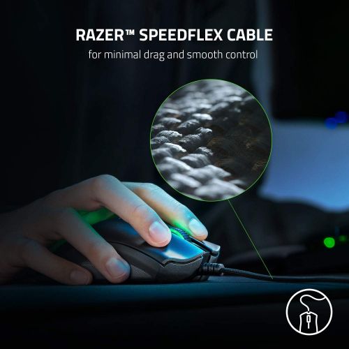 레이저 Razer DeathAdder V2 Gaming Mouse: 20K DPI Optical Sensor - Fastest Gaming Mouse Switch - Chroma RGB Lighting - 8 Programmable Buttons - Rubberized Side Grips - Classic Black