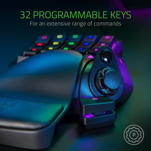 레이저 Razer Tartarus Pro Gaming Keypad: Analog-Optical Key Switches - 32 Programmable Keys - Customizable Chroma RGB Lighting - Programmable Macros - Variable Key Press Pressure Sensitiv