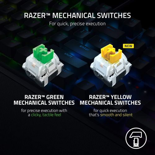 레이저 Razer BlackWidow V3 Mechanical Gaming Keyboard: Yellow Mechanical Switches - Linear & Silent - Chroma RGB Lighting - Compact Form Factor - Programmable Macro Functionality, Classic