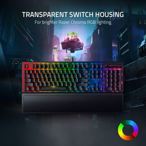 레이저 Razer BlackWidow V3 Mechanical Gaming Keyboard: Yellow Mechanical Switches - Linear & Silent - Chroma RGB Lighting - Compact Form Factor - Programmable Macro Functionality, Classic