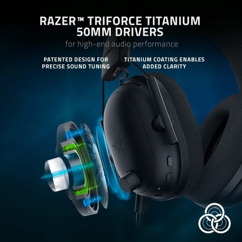 레이저 Razer BlackShark V2 Pro Wireless Gaming Headset: THX 7.1 Spatial Surround Sound - 50mm Drivers - Detachable Mic - for PC, PS5, PS4, Switch, Xbox One, Xbox Series XS - Black