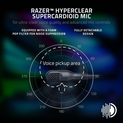 레이저 Razer BlackShark V2 Pro Wireless Gaming Headset: THX 7.1 Spatial Surround Sound - 50mm Drivers - Detachable Mic - for PC, PS5, PS4, Switch, Xbox One, Xbox Series XS - Black