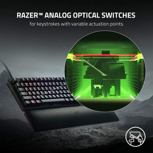 레이저 Razer Huntsman V2 Analog Gaming Keyboard: Razer Analog Optical Switches - Chroma RGB Lighting - Magnetic Plush Wrist Rest - Dedicated Media Keys & Dial - Classic Black