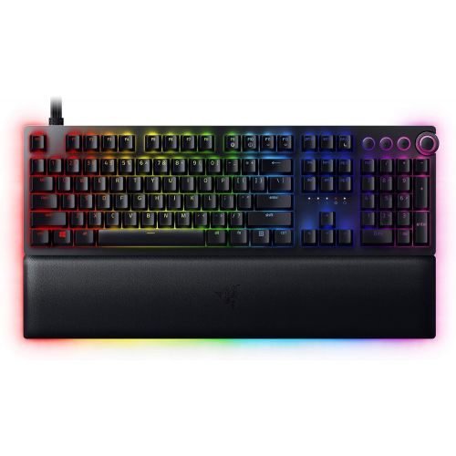 레이저 Razer Huntsman V2 Analog Gaming Keyboard: Razer Analog Optical Switches - Chroma RGB Lighting - Magnetic Plush Wrist Rest - Dedicated Media Keys & Dial - Classic Black