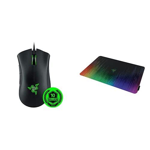 레이저 Razer DeathAdder Essential Black Gaming Mouse + Sphex V2 Gaming Mousepad Bundle