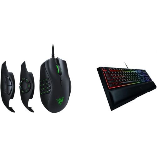 레이저 Razer Naga Trinity Gaming Mouse & Ornata Chroma Gaming Keyboard: Hybrid Mechanical Key Switches - Customizable Chroma RGB Lighting - Individually Backlit Keys - Detachable Plush Wr