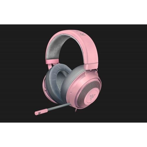 레이저 Razer Kraken Quartz Edition - Gaming Headphones for PC, PS4, Xbox One and Switch with 50 mm Drivers and Cooling Gel-Infused Cushions - Pink