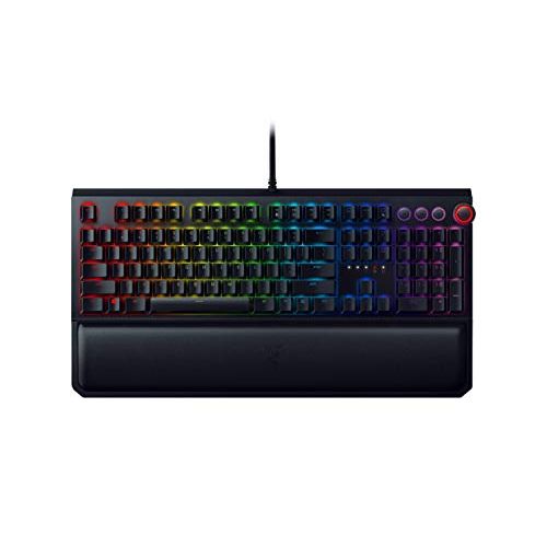 레이저 Razer BlackWidow Elite Mechanical Gaming Keyboard: Yellow Mechanical Switches - Linear & Silent - Chroma RGB Lighting - Magnetic Wrist Rest - Dedicated Media Keys & Dial - USB Pass