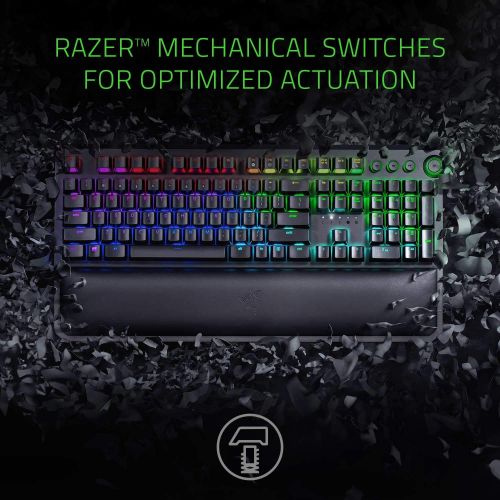 레이저 Razer BlackWidow Elite Mechanical Gaming Keyboard: Yellow Mechanical Switches - Linear & Silent - Chroma RGB Lighting - Magnetic Wrist Rest - Dedicated Media Keys & Dial - USB Pass