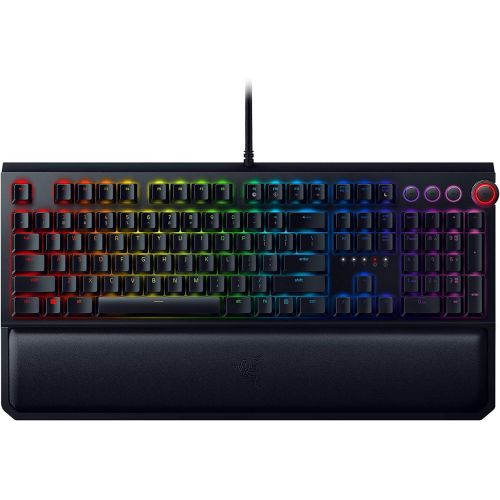 레이저 Razer BlackWidow Elite Mechanical Gaming Keyboard: Yellow Mechanical Switches - Linear & Silent - Chroma RGB Lighting - Magnetic Wrist Rest - Dedicated Media Keys & Dial - USB Pass