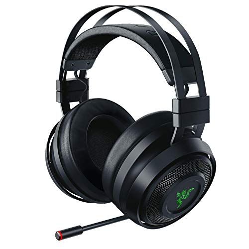 레이저 Razer Nari Wireless 7.1 Surround Sound Gaming Headset: THX Audio, Auto-Adjust Headband & Swivel Cups, Chroma RGB, Retractable Mic, For PC, PS4, PS5, Black