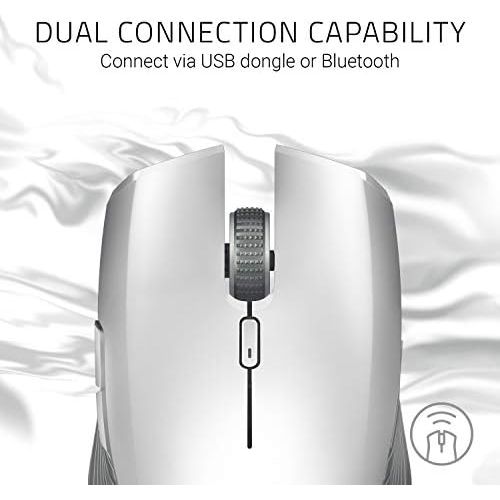 레이저 Razer Atheris Ambidextrous Wireless Mouse: 7200 DPI Optical Sensor, 350 Hr Battery Life, USB Wireless Receiver & Bluetooth Connection, Mercury White