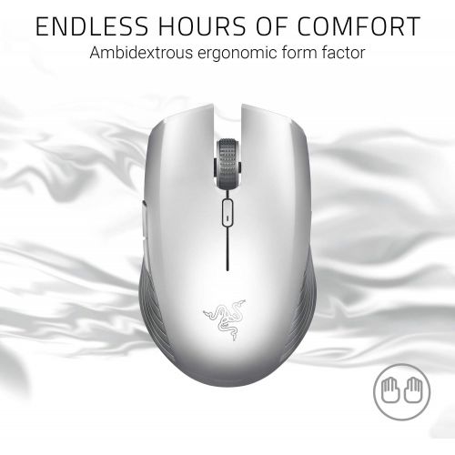 레이저 Razer Atheris Ambidextrous Wireless Mouse: 7200 DPI Optical Sensor, 350 Hr Battery Life, USB Wireless Receiver & Bluetooth Connection, Mercury White