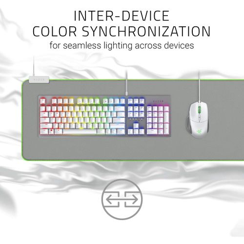 레이저 Razer Goliathus Extended Chroma Gaming Mouse Pad: Customizable Chroma RGB Lighting - Soft, Cloth Material - Balanced Control & Speed - Non-Slip Rubber Base - Mercury White