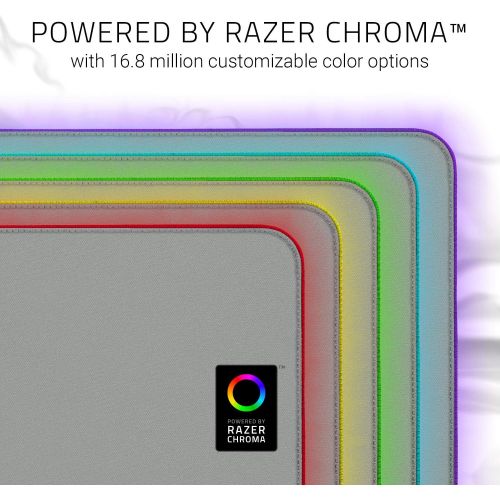 레이저 Razer Goliathus Extended Chroma Gaming Mouse Pad: Customizable Chroma RGB Lighting - Soft, Cloth Material - Balanced Control & Speed - Non-Slip Rubber Base - Mercury White