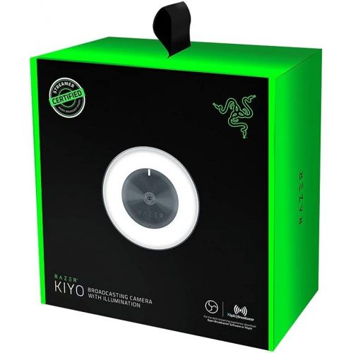 레이저 Razer Kiyo 1080p 30 FPS/720 p 60 FPS Streaming Webcam with Adjustable Brightness Ring Light, Built-in Microphone and Advanced Autofocus