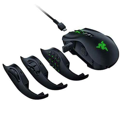 레이저 Razer Naga Pro Wireless Gaming Mouse: Interchangeable Side Plate w/ 2, 6, 12 Button Configurations - Focus+ 20K DPI Optical Sensor - Fastest Gaming Mouse Switch - Chroma RGB Lighti