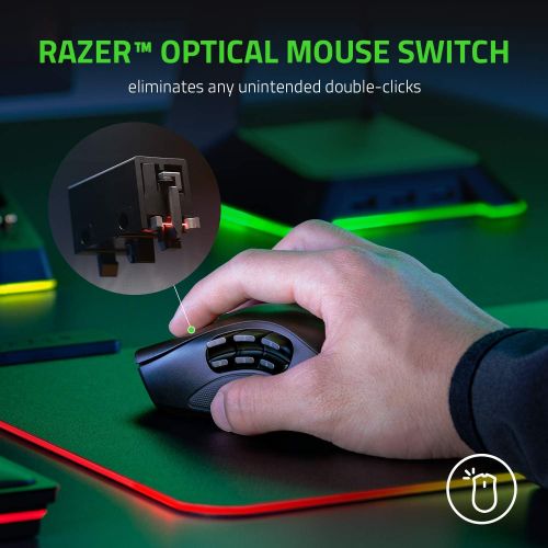 레이저 Razer Naga Pro Wireless Gaming Mouse: Interchangeable Side Plate w/ 2, 6, 12 Button Configurations - Focus+ 20K DPI Optical Sensor - Fastest Gaming Mouse Switch - Chroma RGB Lighti