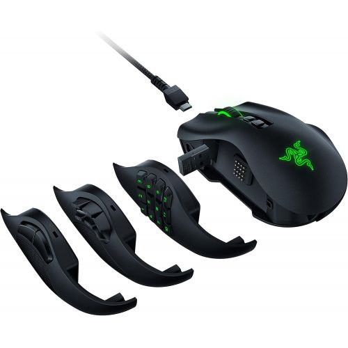 레이저 Razer Naga Pro Wireless Gaming Mouse: Interchangeable Side Plate w/ 2, 6, 12 Button Configurations - Focus+ 20K DPI Optical Sensor - Fastest Gaming Mouse Switch - Chroma RGB Lighti