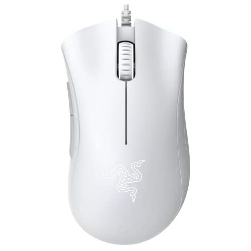 레이저 Razer DeathAdder Essential Gaming Mouse: 6400 DPI Optical Sensor - 5 Programmable Buttons - Mechanical Switches - Rubber Side Grips - Mercury White