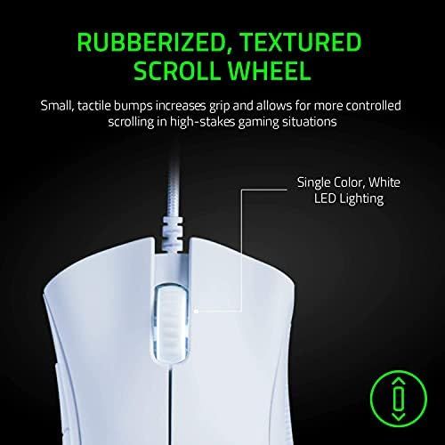 레이저 Razer DeathAdder Essential Gaming Mouse: 6400 DPI Optical Sensor - 5 Programmable Buttons - Mechanical Switches - Rubber Side Grips - Mercury White