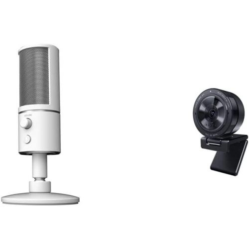 레이저 Razer Seiren X USB Streaming Microphone + Kiyo Pro Streaming Webcam Bundle: Mercury White
