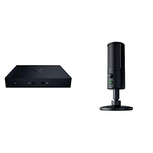 레이저 Razer Ripsaw HD Game Streaming Capture Card & Seiren X USB Streaming Microphone: Professional Grade - Built-in Shock Mount - Supercardiod Pick-Up Pattern - Anodized Aluminum - Clas