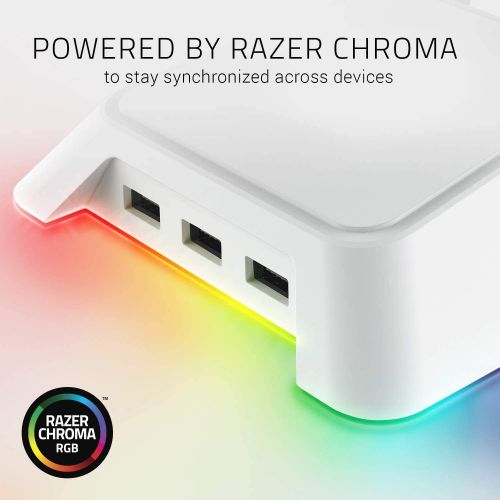 레이저 Razer Base Station Chroma Mercury - Chroma Powered Headset Stand with USB Hub - 16.8 Million Color Combinations