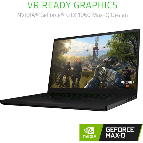 레이저 Razer Blade 15: Worlds Smallest 15.6 Gaming Laptop - 60Hz Full HD Thin Bezel - 8th Gen Intel Core i7-8750H 6 Core - NVIDIA GeForce GTX 1060 Max-Q - 16GB RAM - 128GB SSD + 1TB HDD -