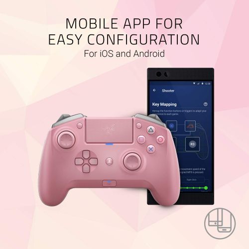 레이저 Razer Raiju Tournament Edition Quartz - Wireless and Wired Gaming Controller with Mecha Tactile Action Buttons, Interchangeable Parts and Quick Control Panel, compatible with PS4 a