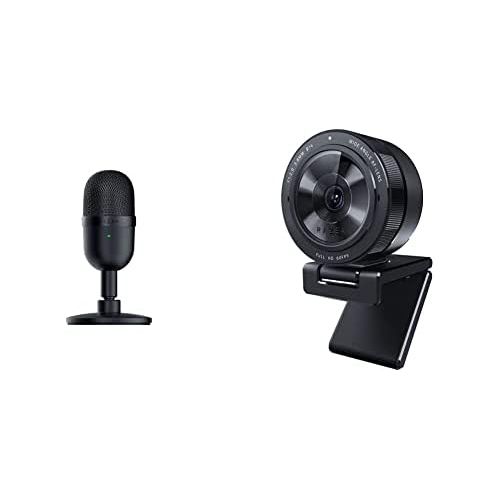 레이저 Razer Seiren Mini USB Streaming Microphone: Precise Supercardioid Pickup Pattern - Professional Recording Quality - Classic Black + Razer Kiyo Pro Streaming Webcam