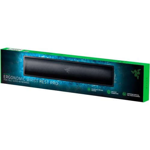 레이저 Razer Ergonomic Wrist Rest Pro for Full-Sized Keyboards: Cooling Gel Infused - Anti-Slip Rubber Base - Angled Incline - Classic Black