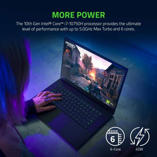 레이저 Razer Blade 15 Base Gaming Laptop 2021: Intel Core i7-10750H 6 Core, NVIDIA GeForce RTX 3060, 15.6 FHD 1080p 144Hz, 16GB, 512GB SSD - CNC Aluminum - Chroma RGB Lighting - Thunderbo