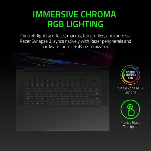 레이저 Razer Blade 15 Base Gaming Laptop 2020: Intel Core i7-10750H 6-Core, NVIDIA GeForce RTX 2060, 15.6 FHD 1080p 144Hz, 16GB RAM, 512GB SSD, CNC Aluminum, Chroma RGB Lighting, Thunderb