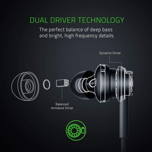 레이저 Razer Hammerhead Duo - Stereo Headset, Durable Aluminum Frame, Frustration-Free Braided Cables with Convenient in-line Microphone,RZ12-02790200-R3M1