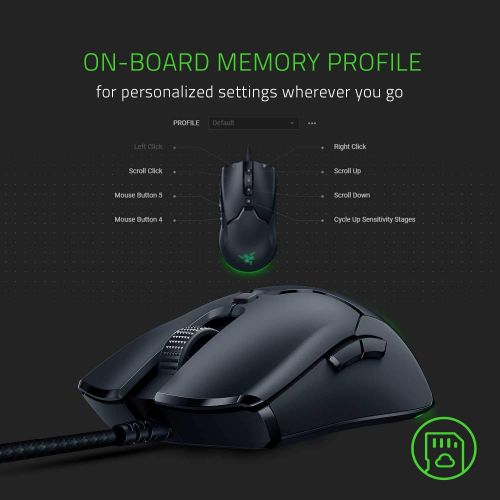 레이저 Razer Viper Mini Ultralight Gaming Mouse: Fastest Gaming Switches - 8500 DPI Optical Sensor - Chroma RGB Underglow Lighting - 6 Programmable Buttons - Drag-Free Cord - Classic Blac