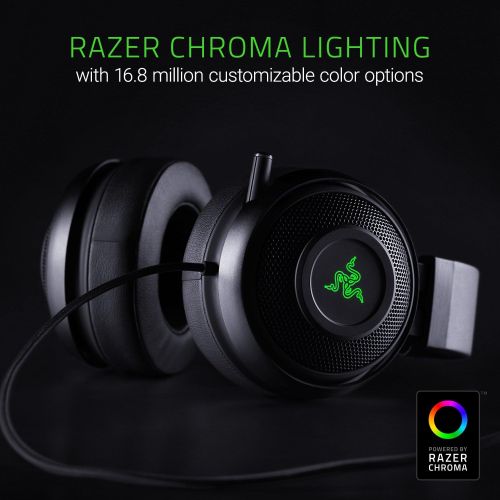 레이저 Razer Kraken 7.1 V2: 7.1 Surround Sound - Retractable Noise-Cancelling Mic - Lightweight Aluminum Frame - Gaming Headset Works with PC & PS4 - Black