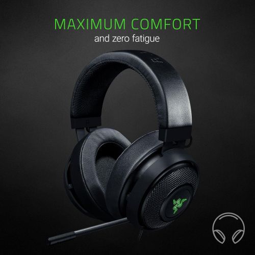 레이저 Razer Kraken 7.1 V2: 7.1 Surround Sound - Retractable Noise-Cancelling Mic - Lightweight Aluminum Frame - Gaming Headset Works with PC & PS4 - Black